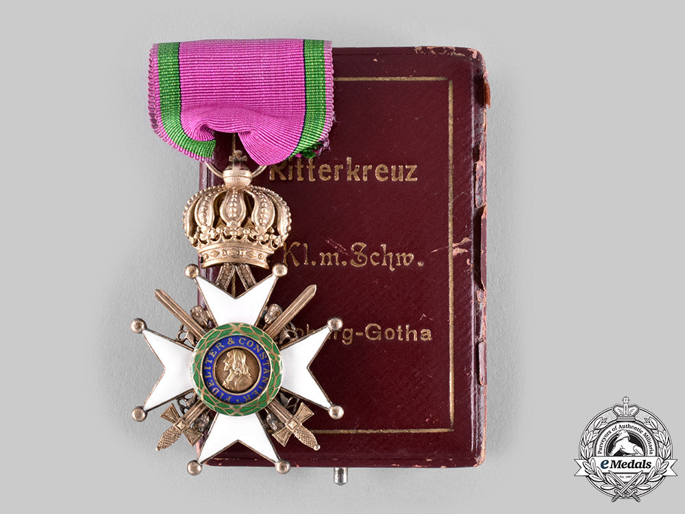 saxe-_coburg_and_gotha,_duchy._a_saxe-_ernestine_house_order,_i_class_knight’s_cross_with_swords,_with_case_by_willi_ganssen_ci19_5632