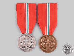 Italy, Republic. Two Social Service Medals, Silver And Bronze Grades