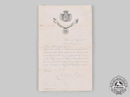 spain,_kingdom._a_san_sebastian_medal&_bestowal_document_to_asst._surgeon_alfred_king,7_th_infantry_regiment_of_the_british_legion,1836_ci19_6273