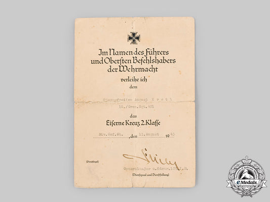 germany,_wehrmacht._an_iron_cross_ii_class_award_document_to_corporal_august_kreth,1943_ci19_7903_1