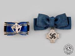 Germany, Third Reich. A Pair Of Miniature Long Service Awards