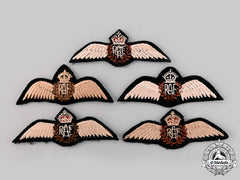Canada, United Kingdom. A Lot Of Five King's Crown Air Force Pilot Badges