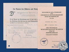 Germany, Wehrmacht. Award Documents To Karl Friess, Ii Landungs-Pionier-Werftbataillon