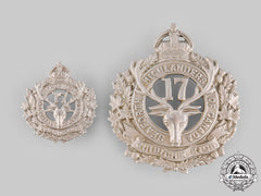 Canada, Cef. A 17Th Infantry Battalion Glengarry & Collar Badges, C.1915