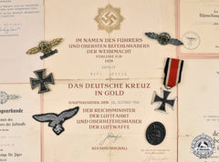 Germany, Luftwaffe. The Awards And Documents Of Leutnant Karl Brill, Luftwaffe Fighter Ace