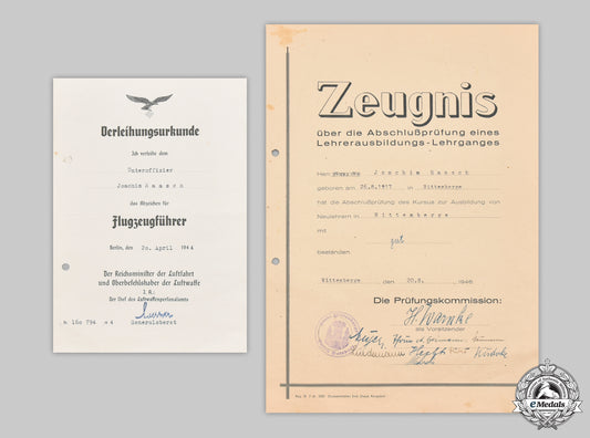 germany,_luftwaffe._a_pilot’s_badge_award_document,_with_teaching_certification,_to_unteroffizier_joachim_raasch_cic_2021_242_mnc9567_1