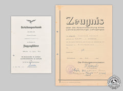 Germany, Luftwaffe. A Pilot’s Badge Award Document, With Teaching Certification, To Unteroffizier Joachim Raasch