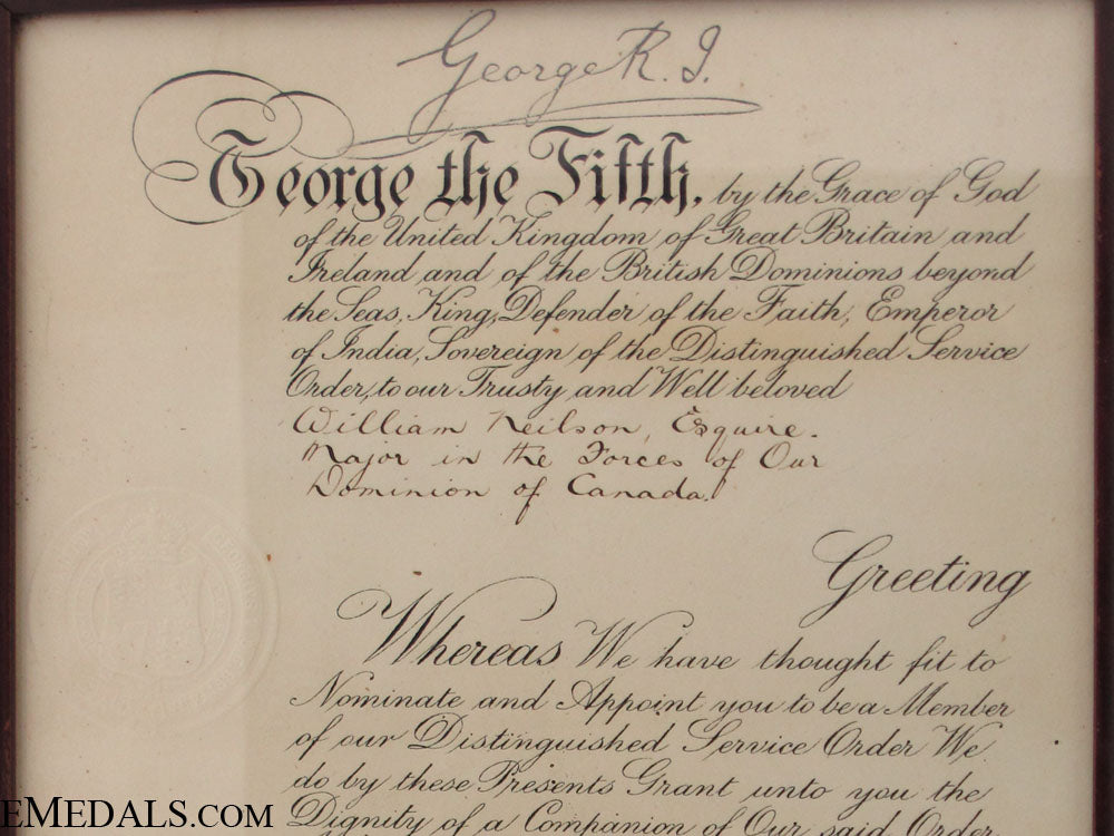 distinguished_service_order_document_to_major_william_neilson_cm726b