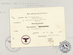 A 1936 Black Grade Wound Badge Authorization Document