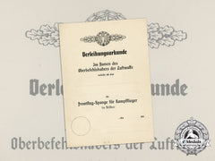 An Unissued Award Document For The Silver Grade Bomber Clasp