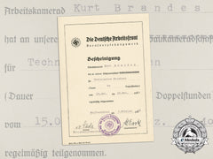 A 1941 Participation Certificate From The German Labour Front