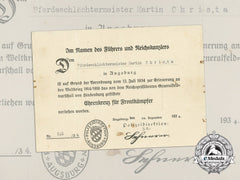 A Hindenburg Cross Award Document Issued By The Augsburg Police