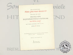A 1942 Hj  Summer Competition Games In Breslau Award Document