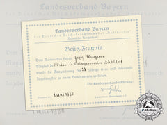 An Award Document For 25 Years Of Membership Of The Kyffäuser Veteran’s Association Of Mühldorf