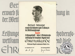 A Dj Award Document For Exceptional Performance Issued To Gerhard Schmelzer
