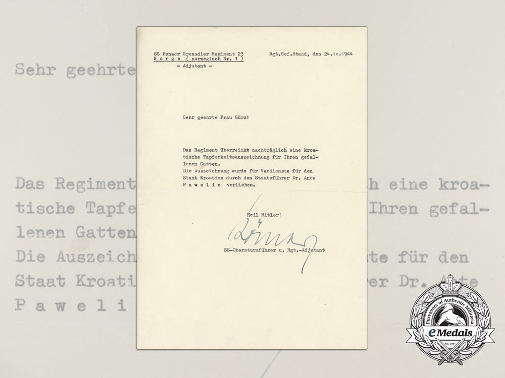 a_posthumous_iron_cross_award_document_to_the_wife_of_waffen-_ss_sturmbannführer_d_1075