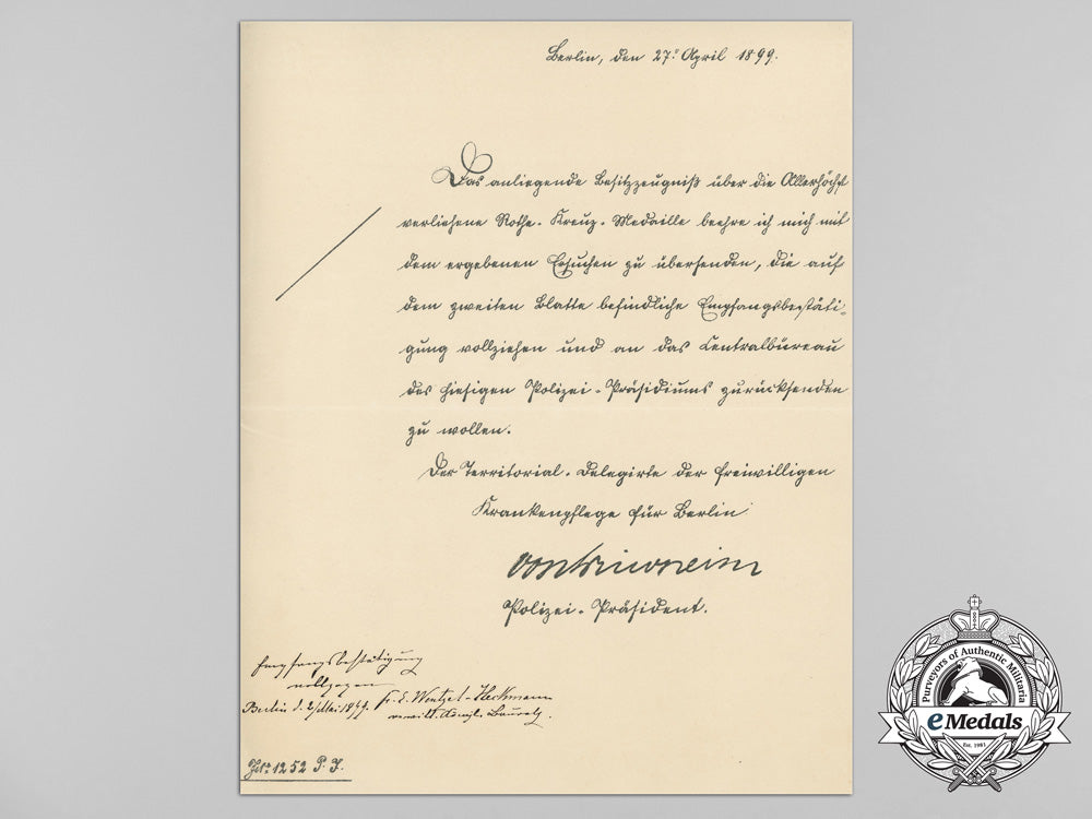 an1898_award_document_for_red_cross_medal_to_elisabeth_wentzel;_academy_of_science_d_1117_1