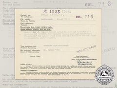 An Excellent German & Croatian Bravery Document To Ss-Sturmmann In Yugoslavia