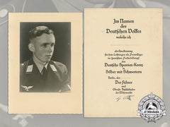 Germany, Luftwaffe. A 1939 Spanish Cross In Silver Award Document To Obergefreiter Heinz Gätsch