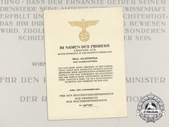 A Large 1944 Promotion Document To  Paul Huspenina; Conductor