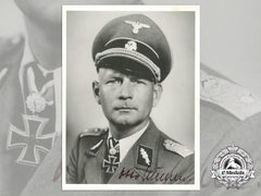 A Signed Depiction Of Waffen-Ss Knight's Cross Recipient Otto Kumm