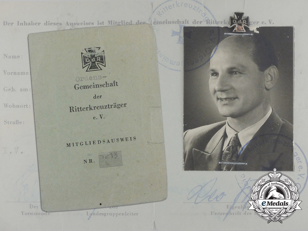 an_association_of_knight’s_cross_of_the_iron_cross_recipients_membership_document_and_stick_pin;_numbered_d_1209_1