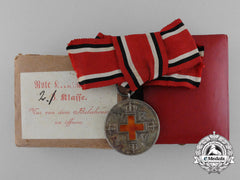A Prussian Red Cross Medal; 2Nd Class With Case & Carton