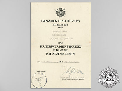 an_afrika_korps_award_document_grouping_to_the_motorized_artillery_d_1333_1