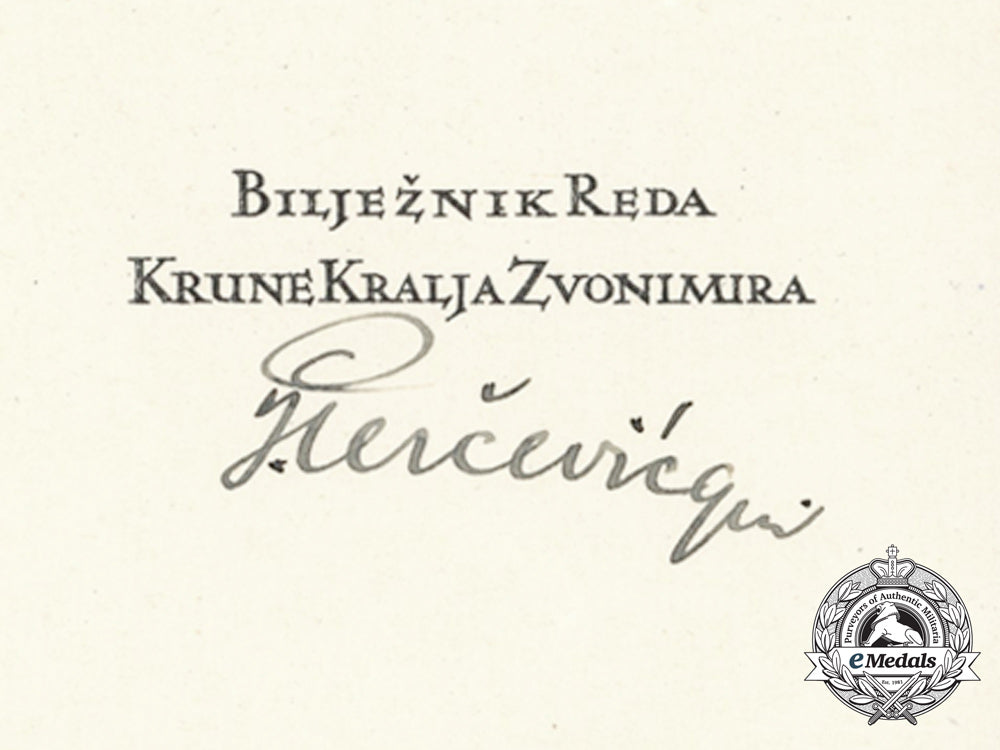 a_formal_croatian_document_for_the_award_of_the_king_zvonimir_order;_leutnant_josef_weiser,_fliegerhorst_agram_d_1583_1