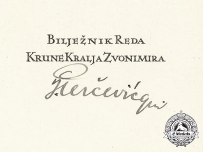 a_formal_croatian_document_for_the_award_of_the_king_zvonimir_order;_leutnant_josef_weiser,_fliegerhorst_agram_d_1583_1