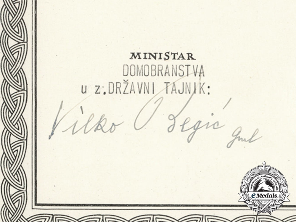 a_formal_croatian_document_for_the_award_of_the_king_zvonimir_order;_leutnant_josef_weiser,_fliegerhorst_agram_d_1584_1