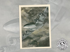 A Print Depicting A Luftwaffe Focke-Wulf 200 Condor Bomber In Action