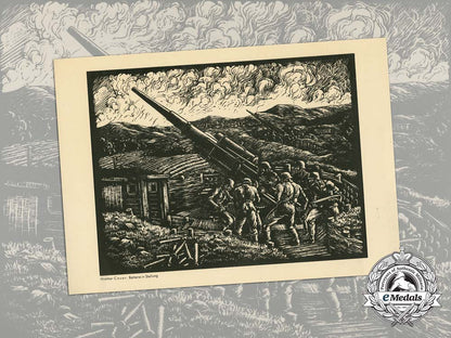 a_period_print_of_a_painting_depicting_an_anti-_aircraft_battery_of_the_notorious8.8_cm_flak_d_2222_1