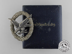 A Cased Luftwaffe Radio Operator & Air Gunner Badge By C.e.juncker