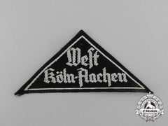 An Hj West Cologne-Aachen District Sleeve Patch; Rzm Tagged