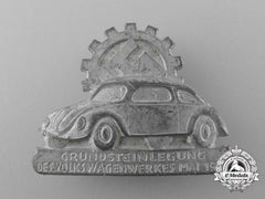 A 1938 Fallersleben Volkswagen Factory Cornerstone Laying Ceremony Badge