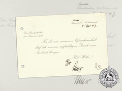 A 1943 Thank You Card From State Secretary Of Tourism, Hermann Esser