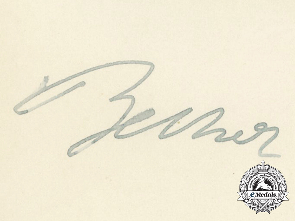 A Wartime Daybook Page Signed By SsStandartenführer Hellmuth Becker