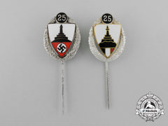 A Lot Of Two 25-Year Kyffhäuser Veterans Organization Stick Pins