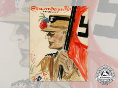 A Large & Fine Artist’s Rendition Of An Sa-Member Of The Sturmbann Ii/13 Tempelhof