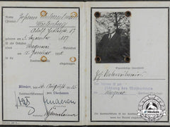 An Interesting Id Booklet Of Johann Unterreitmeier; Owner Of A Wheelwright’s Factory
