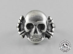 A High Quality Third Reich Period Silver Skull And Bones Ring