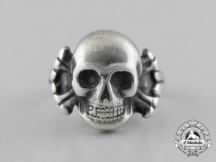 A High Quality Third Reich Period Silver Skull And Bones Ring
