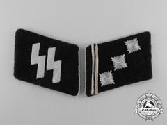 A Fine & Mint Set Of Waffen-Ss Obersturmführer’s Collar Tabs; Ss Rzm Tagged