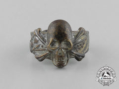 A Third Reich Period Silver Skull And Bones Ring