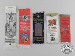 A Lot Of Five Third Reich Period German Fabric Event Pinback Banners