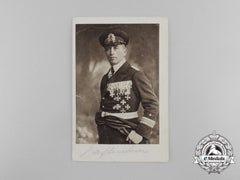 A Signed Picture Postcard Of  The “Sea-Devil”; Corvette Captain Felix Graf Von Luckner