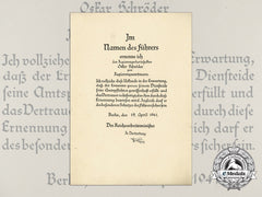 A Large Government Official Promotion Document To Oskar Schröder
