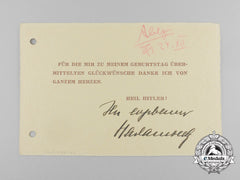 Germany, Nsdap. A Thank You Card Signed The Head The Reich Propaganda Ministry Radio Department