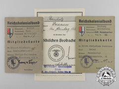 Two Reich Colonial League To Eduard Reinholtz & Christian Porschen